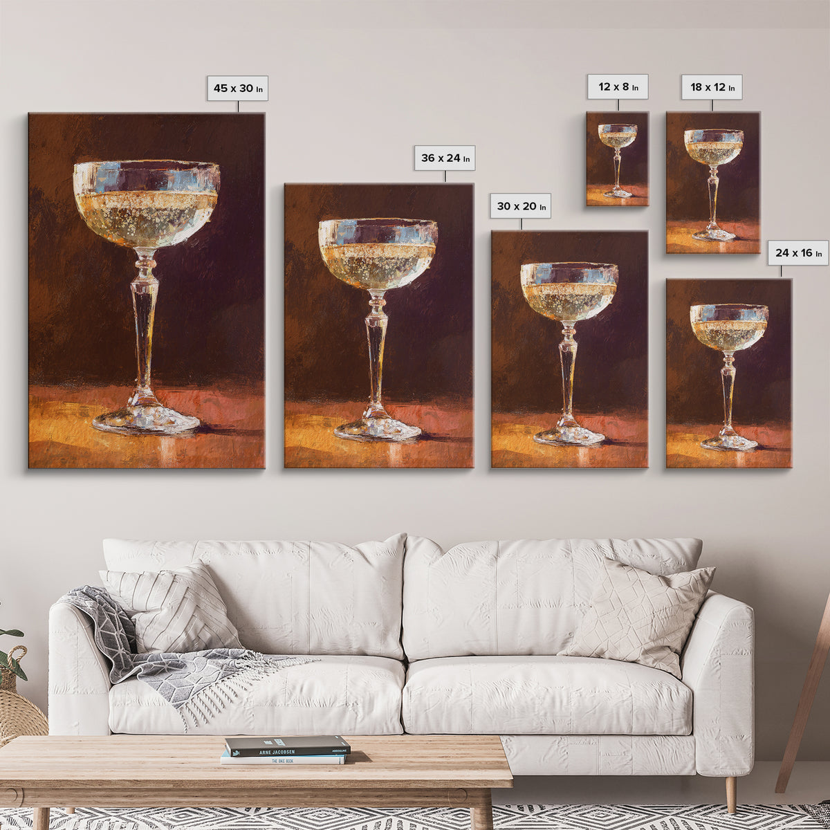 Champagne Coupe with Bubbles and Light Canvas Print, Winery Art, Gallery Wall Art, Winery Decor, Vineyard, Luxury Decor, WIN-2x3-99