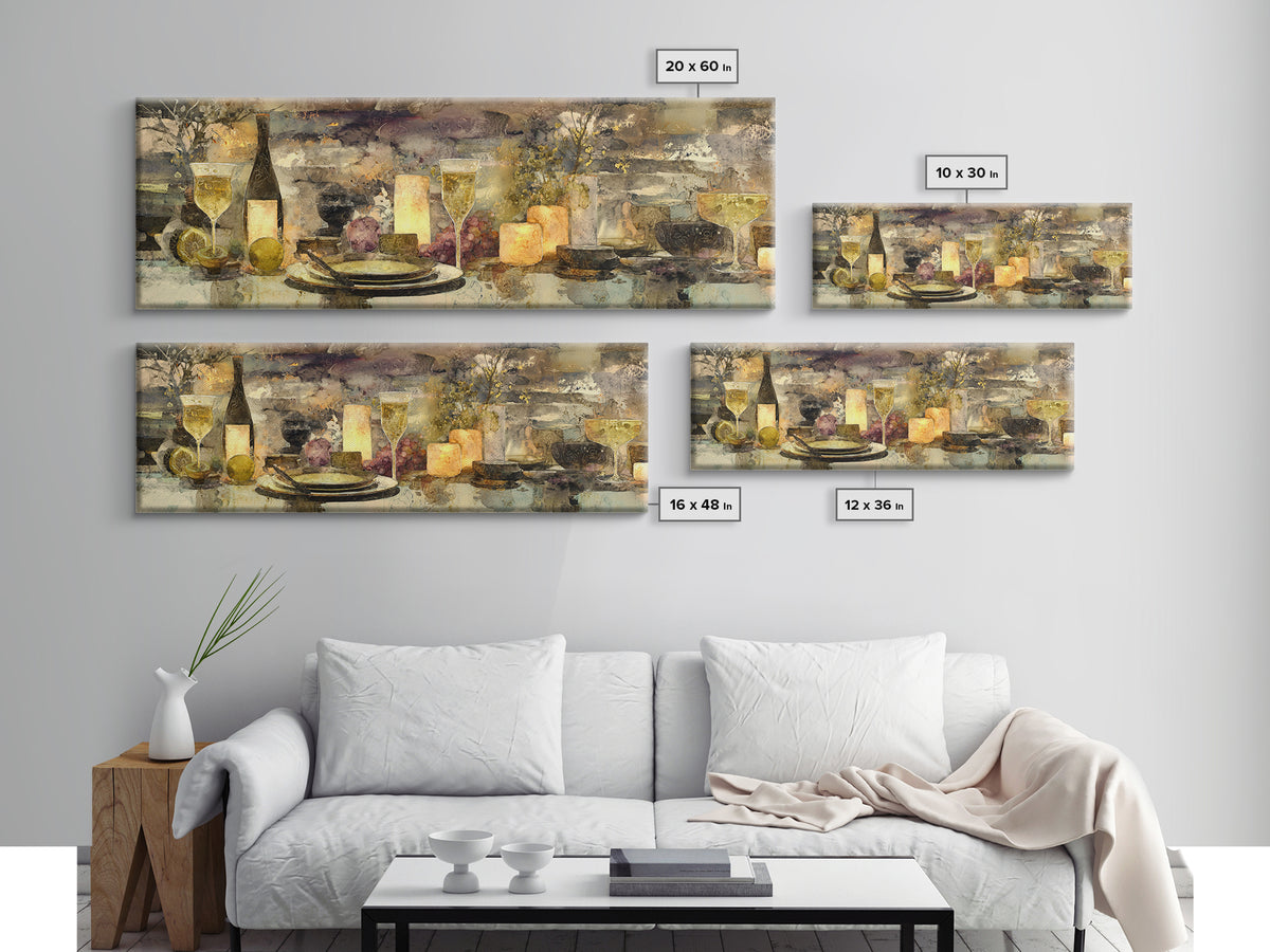 Champagne Coupe with Bubbles and Light Canvas Print, Winery Art, Cocktail Wall Art, Winery Decor, Watercolor Art, Vineyard, WIN-3x1-11
