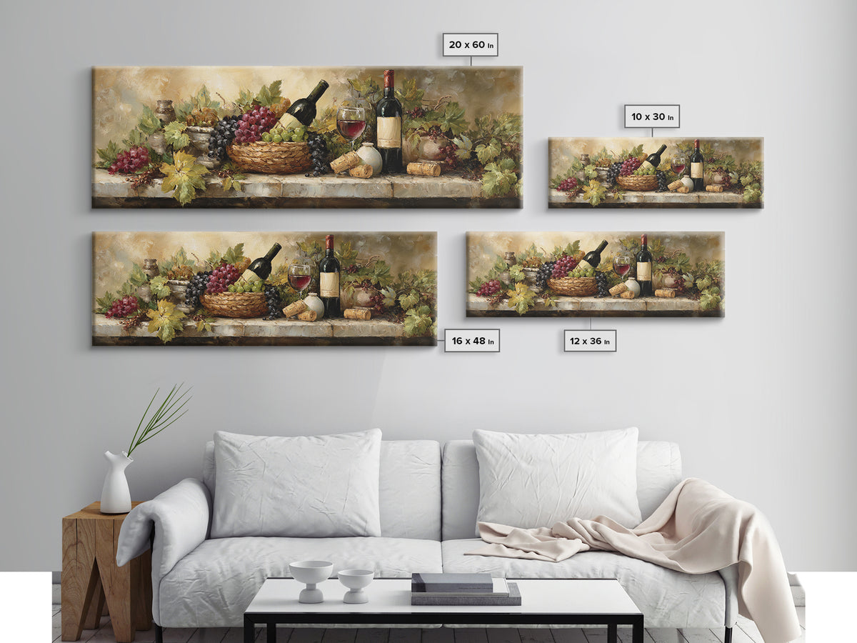 Wine Harvest Basket Canvas Print, Winery Art, Kitchen Wall Art, Winery Decor, Fine Art, Vineyard, Matisse Print, Landscape Art, WIN-3x1-38