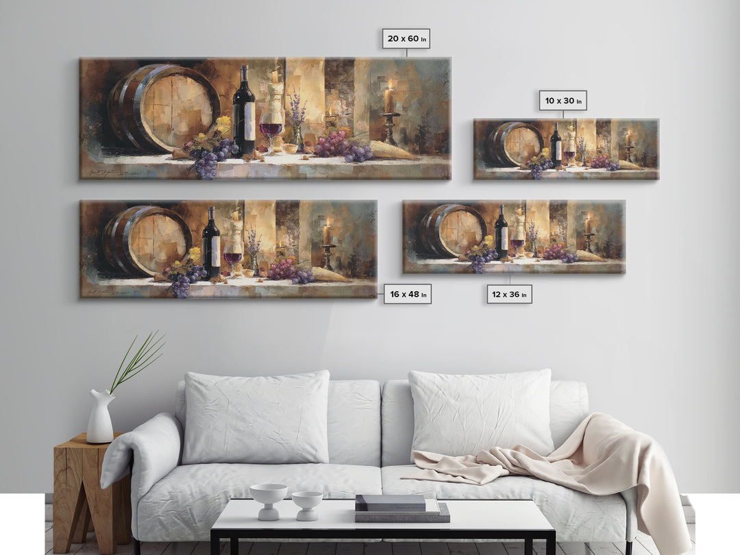 Wine Barrel with Lavender and Sunlight Canvas Print, Winery Art, Retro Wall Art, Winery Decor, Fine Art, Vineyard, Modern Decor, WIN-3x1-46