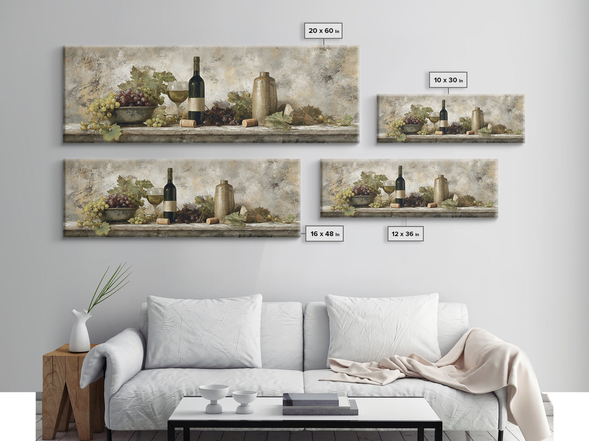 French Vineyard Hills Canvas Print, Winery Art, Textured Painting, Winery Decor, Fine Art, Vineyard, Oil Painting, Wall Hanging, WIN-3x1-48