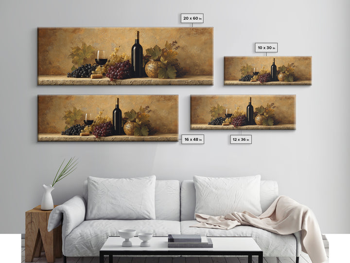 Black and Gold Wine Bottle Silhouette Framed Canvas Print, Winery Art, Minimalist Decor, Winery Decor, Fine Art, Vineyard, WIN-3x1-56