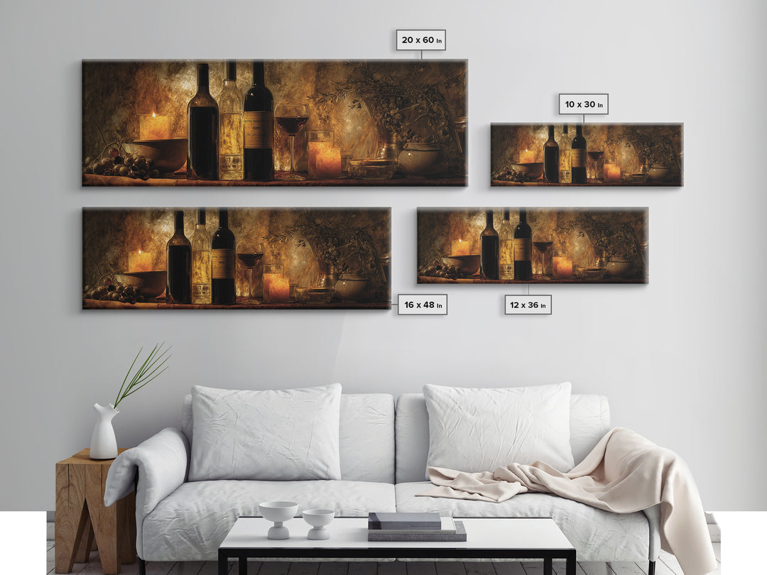 Black and Gold Wine Bottle Silhouette Canvas Print, Winery Art, Painting, Winery Decor, Fine Art, Vineyard, Living Room Decor, WIN-3x1-80