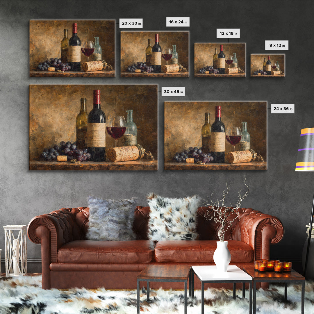 Old Cellar Key and Wine Label Shapes Canvas Print, Winery Art, Bar Decor, Winery Decor, Abstract Art, Vineyard, Boho Decor, WIN-3x2-16