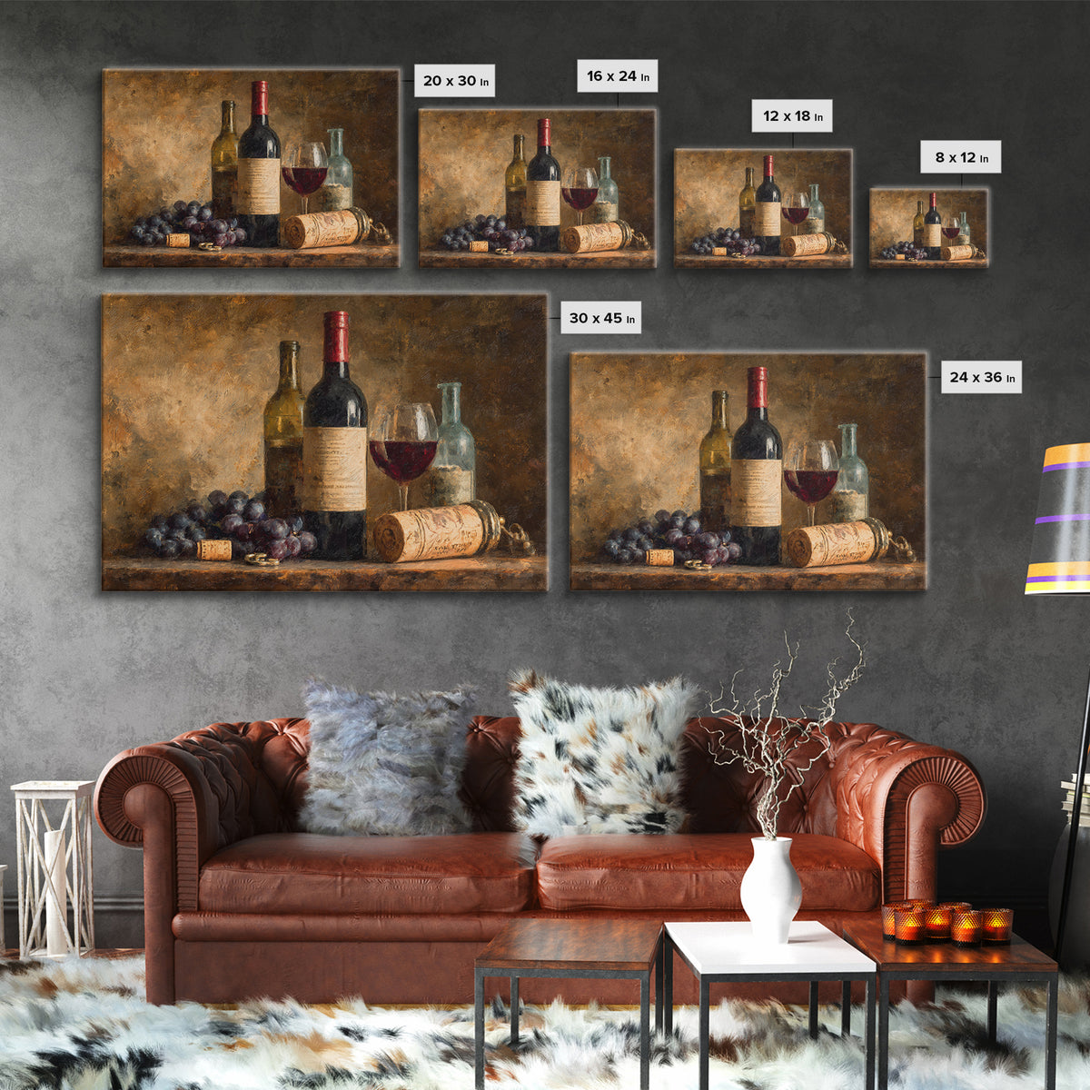 Old Cellar Key and Wine Label Shapes Canvas Print, Winery Art, Bar Decor, Winery Decor, Abstract Art, Vineyard, Boho Decor, WIN-3x2-16
