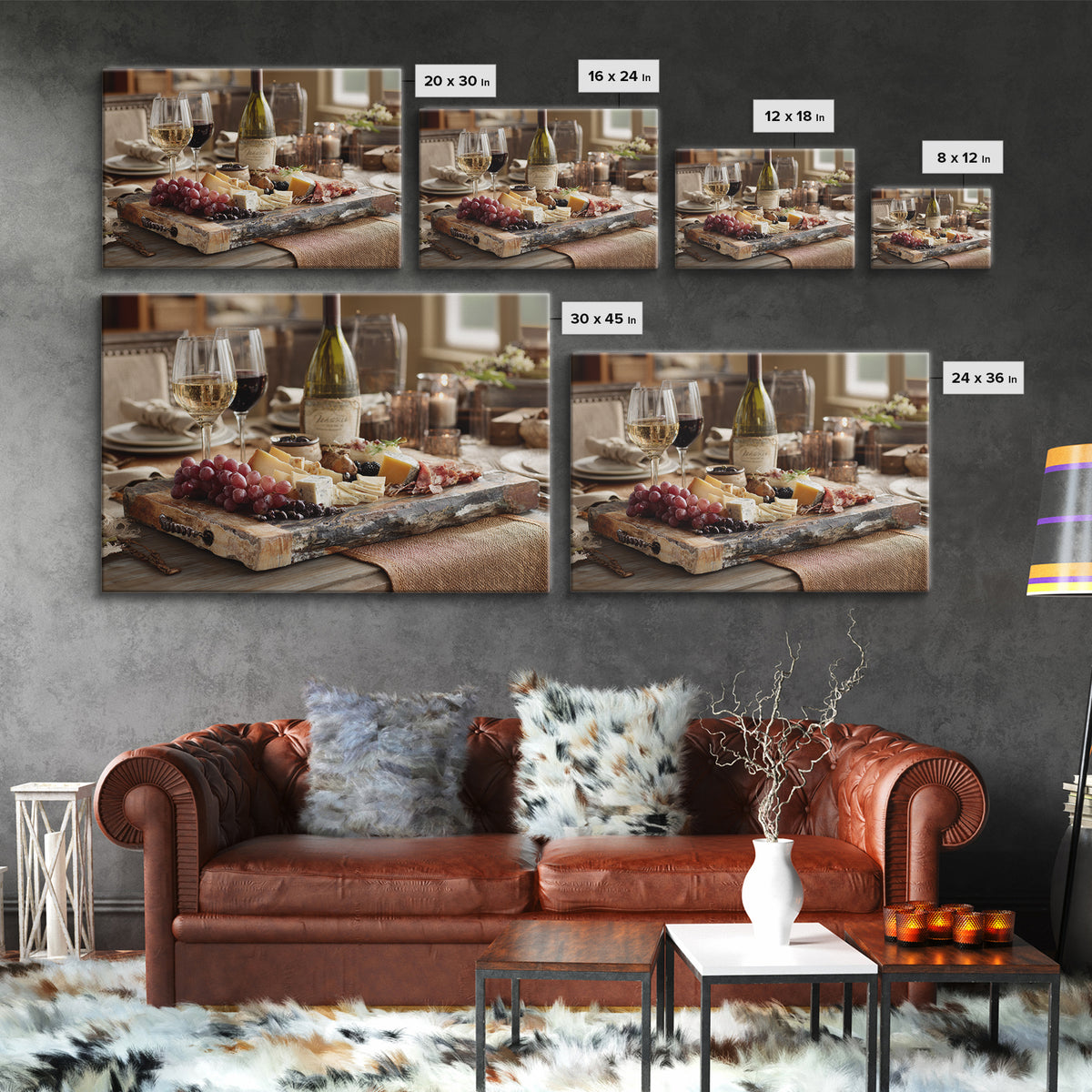Charcuterie Board with Grapes and Cheese Canvas Print, Winery Art, Gallery Wall Art, Winery Decor, Fine Art, Vineyard, WIN-3x2-17