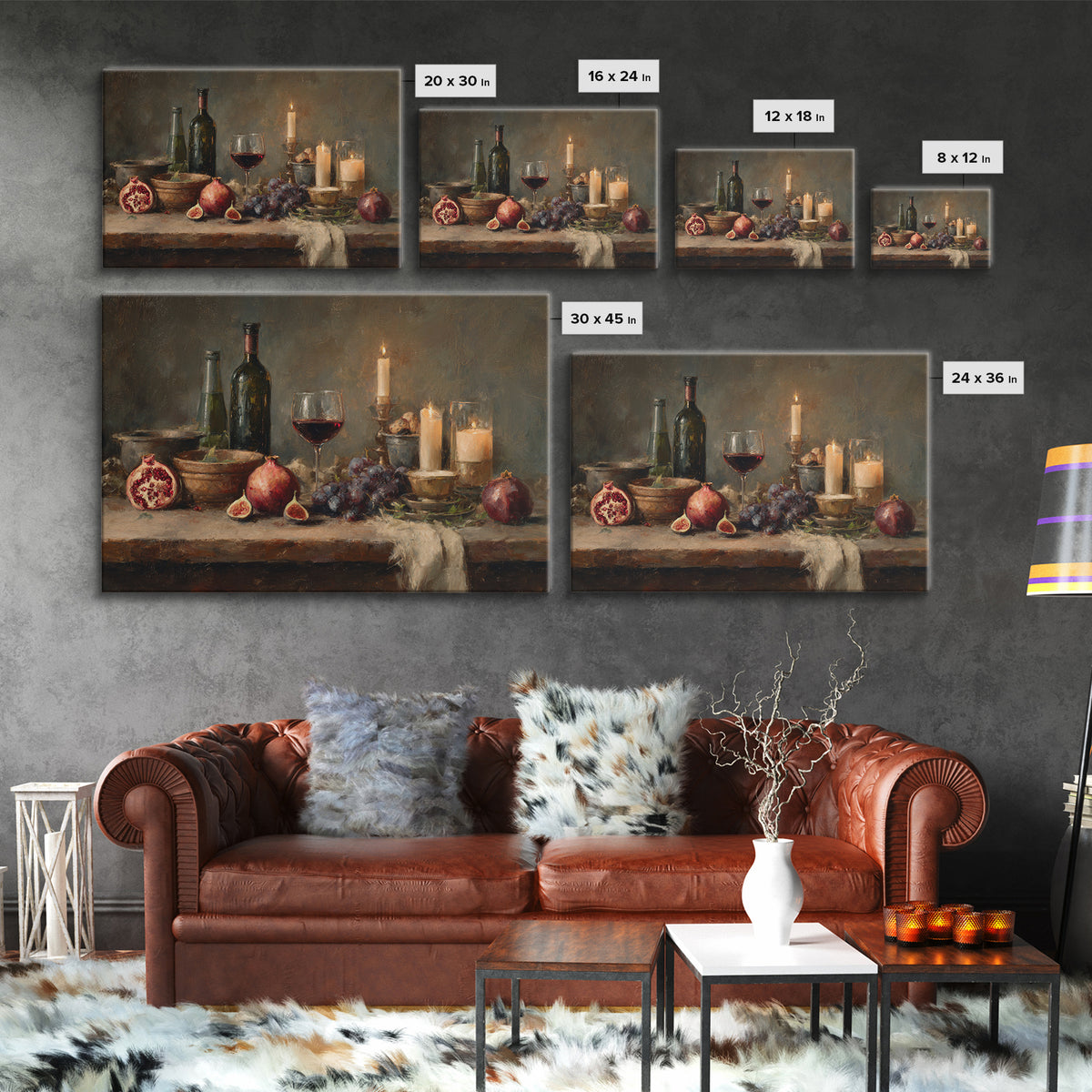Pomegranate Figs and Red Wine Composition Canvas Print, Winery Art, Matisse Print, Winery Decor, Vineyard, Luxury Decor, WIN-3x2-21