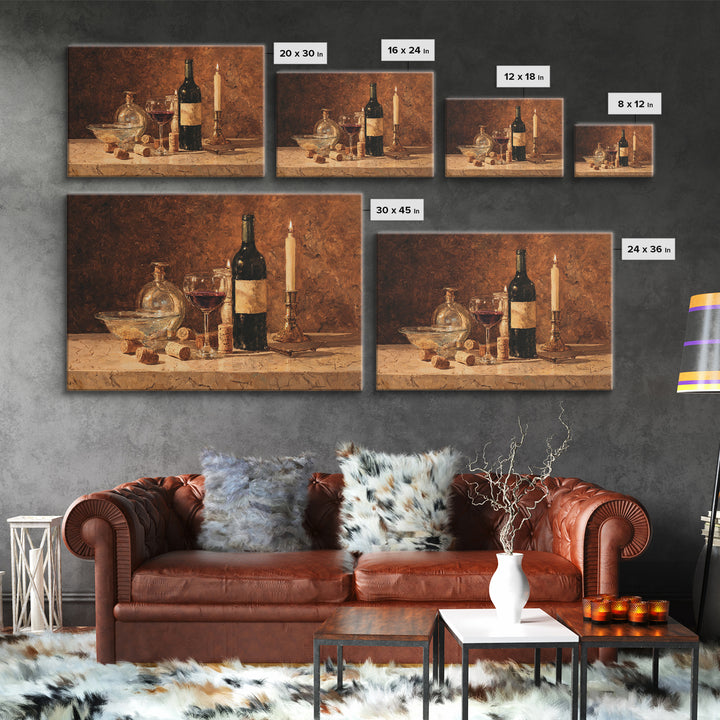 Corks Arranged as Geometric Pattern Framed Canvas Print, Winery Art, Retro Wall Art, Winery Decor, Abstract Art, Vineyard, WIN-3x2-46