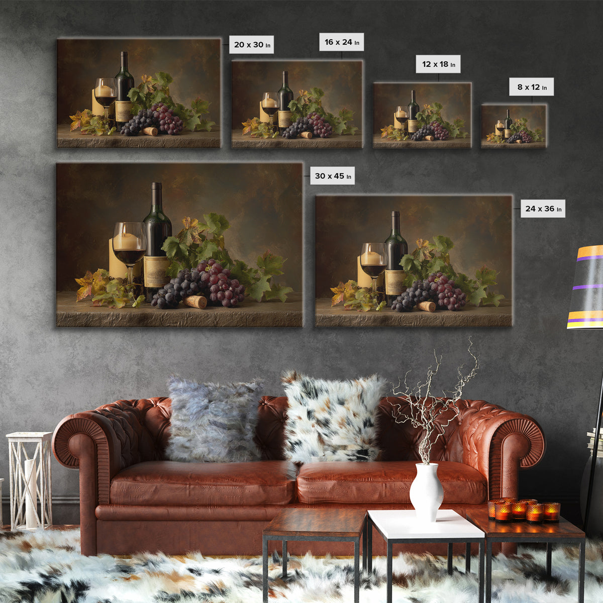 Wine Tasting Flight Rendered as Elegant Still Canvas Print, Winery Art, Wall Art Print, Winery Decor, Fine Art, Vineyard, WIN-3x2-62