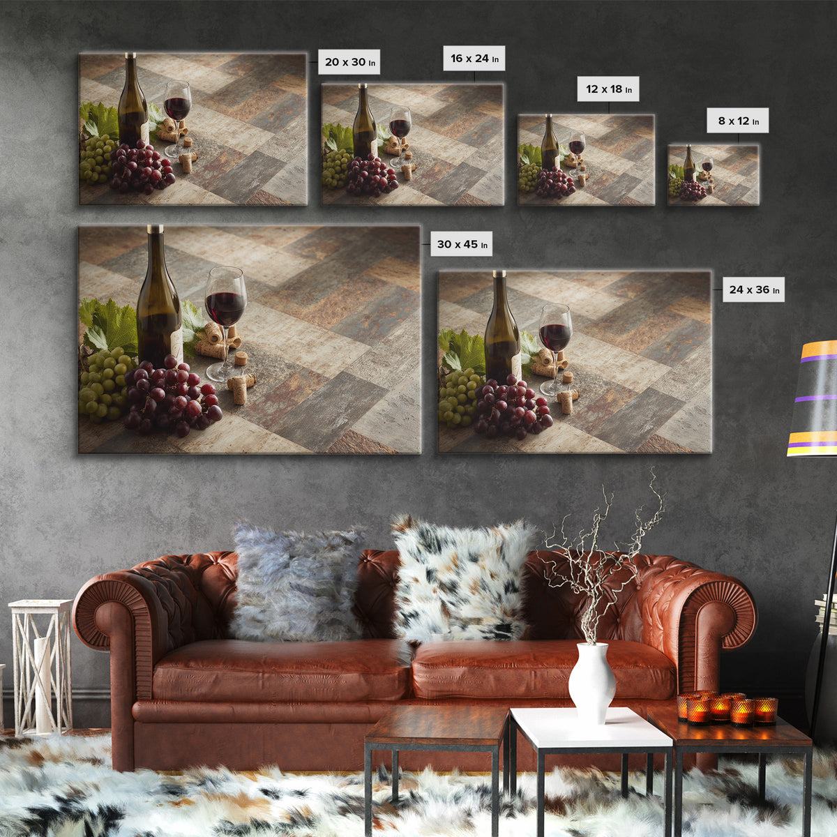 Corks Arranged as Geometric Pattern Framed Canvas Print, Winery Art, Retro Wall Art, Winery Decor, Abstract Art, Vineyard, WIN-3x2-70