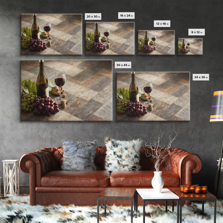 Corks Arranged as Geometric Pattern Framed Canvas Print, Winery Art, Retro Wall Art, Winery Decor, Abstract Art, Vineyard, WIN-3x2-70
