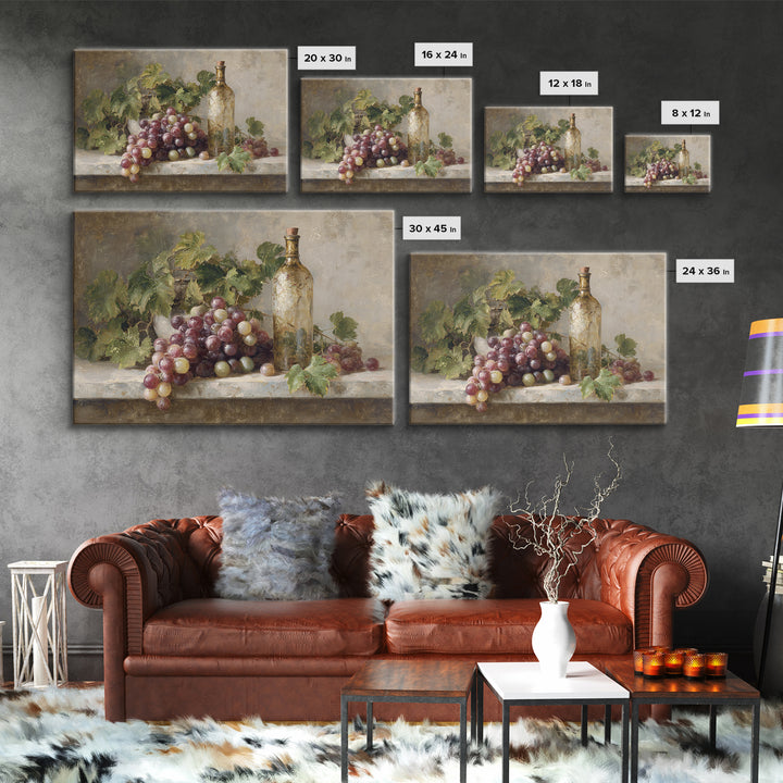 Single Grape Cluster Botanical Study Canvas Print, Winery Art, Neutral Decor, Winery Decor, Oil Painting, Vineyard, Home Decor, WIN-3x2-73