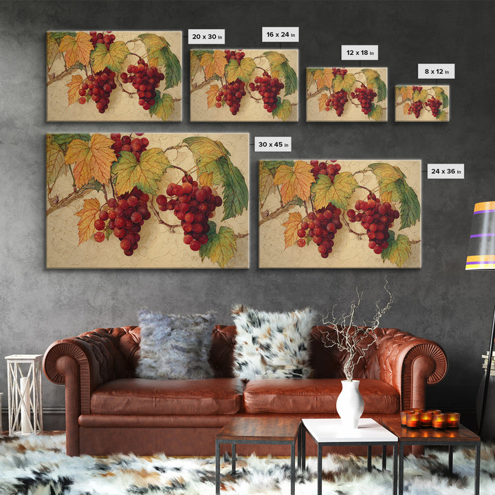 Vine Leaves Turning Autumn Red and Gold Framed Canvas Print, Winery Art, Art, Winery Decor, Fine Art, Vineyard, Farmhouse Decor, WIN-3x2-87