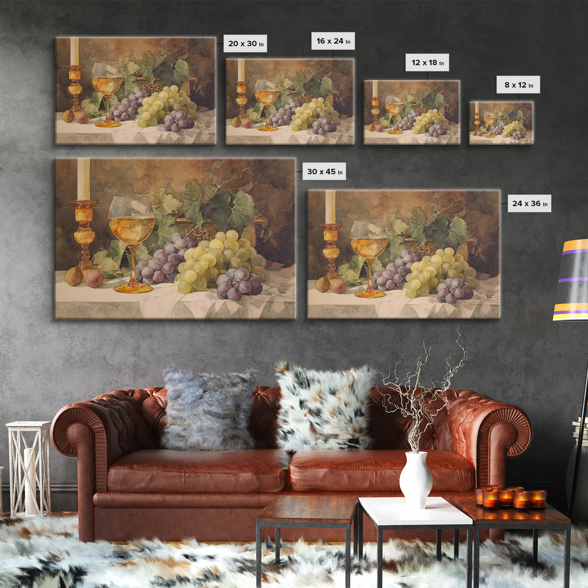 Champagne Grapes and White Linen Still Life Framed Canvas Print, Winery Art, Preppy Wall Art, Winery Decor, Fine Art, Vineyard, WIN-3x2-9