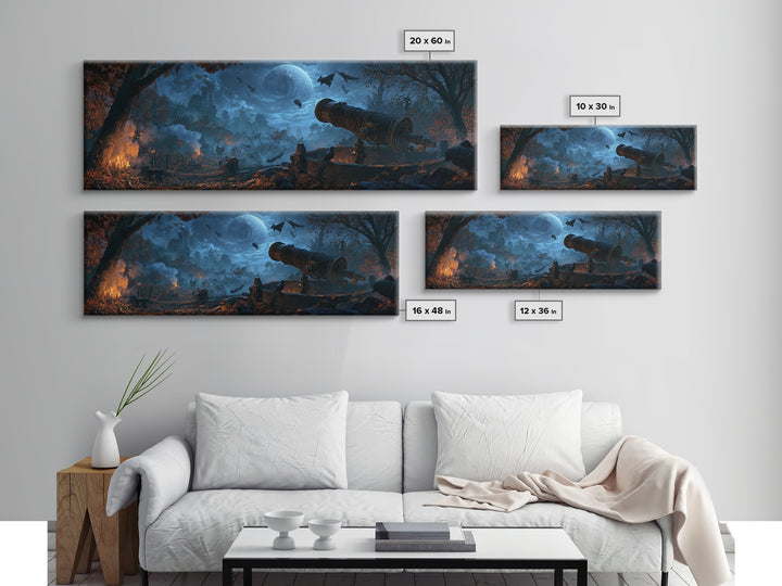 The Midnight Raven Observatory - Environmental Panorama, Gothic Home Decor, Extra Wide Wall Art, Canvas Print, Halloween Home Decor