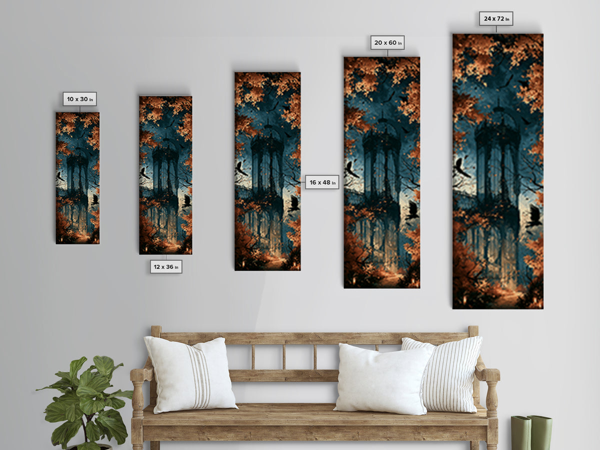 The Black Lace Haunted Conservatory - Icon Portrait, Spooky Wall Decor, Tall Narrow Wall Art, Framed Canvas Print, Halloween Home Decor