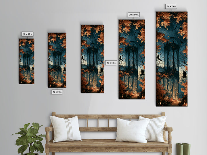 The Black Lace Haunted Conservatory - Icon Portrait, Spooky Wall Decor, Tall Narrow Wall Art, Framed Canvas Print, Halloween Home Decor