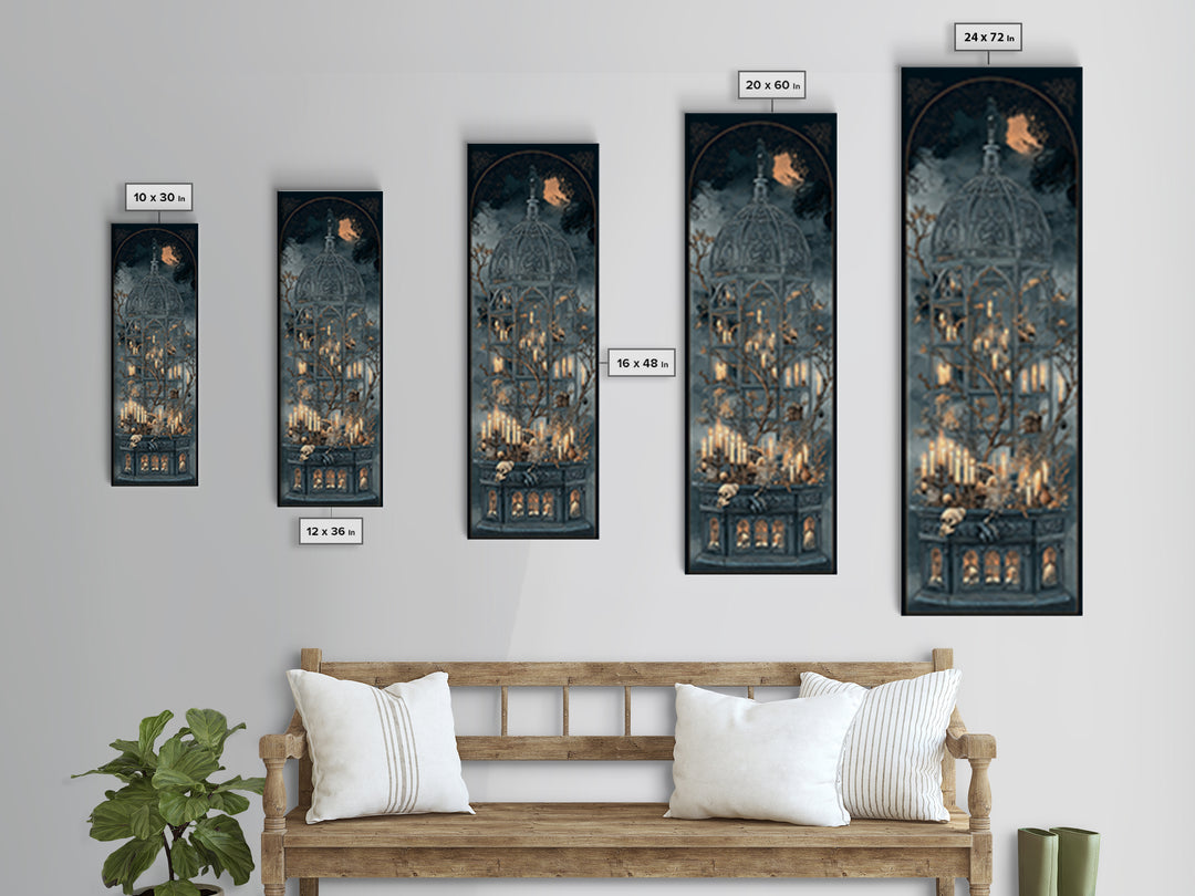 The Black Lace Haunted Conservatory - Occult Still Life, Dark Fantasy Wall Art, Tall Narrow Wall Art, Canvas Print, Halloween Home Decor
