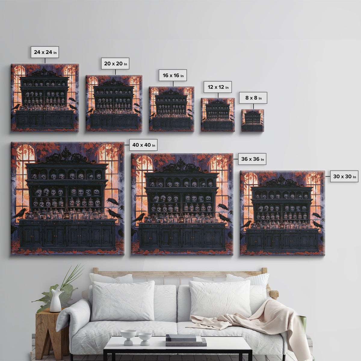 The Candlelit Skull Apothecary - Icon Portrait, Occult Wall Decor, Square Wall Art, Canvas Print, Halloween Home Decor, Gothic Wall Art