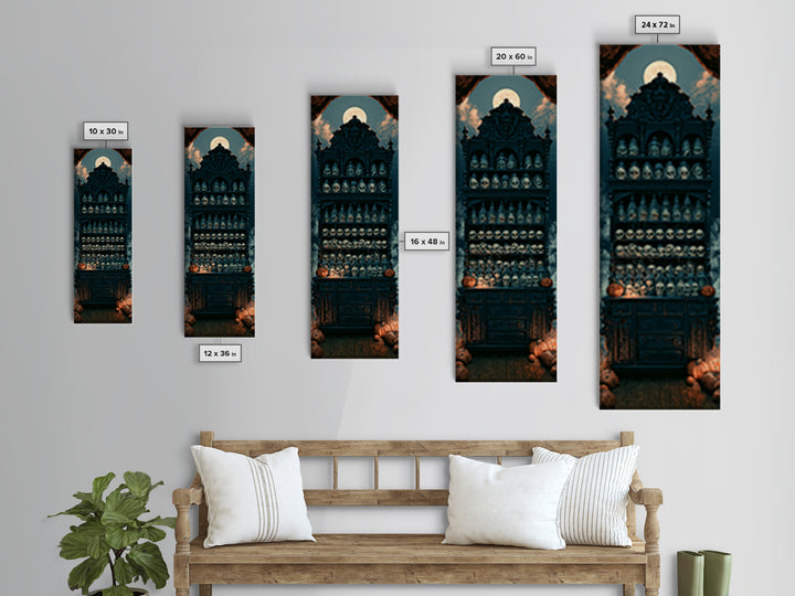 The Candlelit Skull Apothecary - Icon Portrait, Occult Wall Decor, Tall Narrow Wall Art, Canvas Print, Halloween Home Decor, Gothic Wall Art