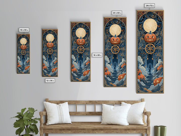 The Clockwork Jack-O-Lantern - Icon Portrait, Halloween Wall Art, Tall Narrow Wall Art, Framed Canvas Print, Halloween Home Decor