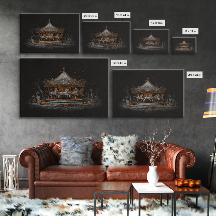 The Graveyard Carousel - Icon Portrait, Gothic Home Decor, Landscape Wall Art, Canvas Print, Halloween Home Decor, Gothic Wall Art