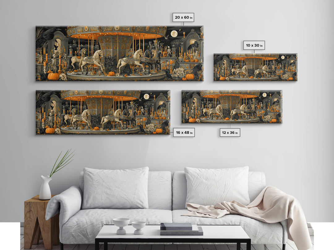 The Graveyard Carousel - Occult Still Life, Gothic Home Decor, Extra Wide Wall Art, Canvas Print, Halloween Home Decor, Gothic Wall Art