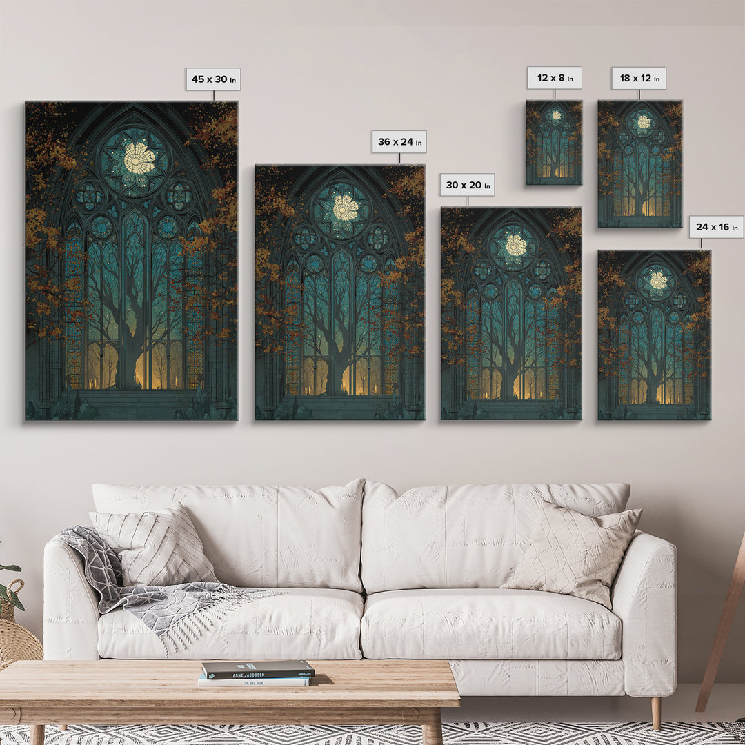 The Spiderweb Cathedral Window - Icon Portrait, Dark Fantasy Wall Art, Vertical Wall Art, Canvas Print, Halloween Home Decor