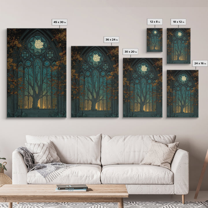 The Spiderweb Cathedral Window - Icon Portrait, Dark Fantasy Wall Art, Vertical Wall Art, Canvas Print, Halloween Home Decor