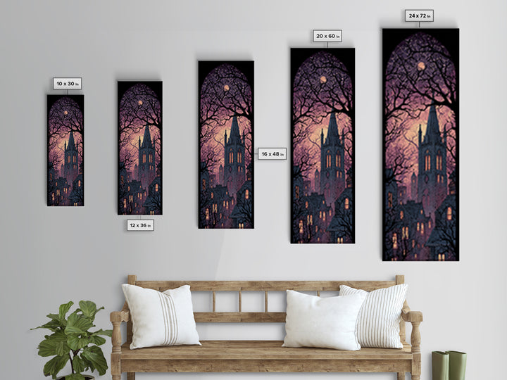 The Spiderweb Cathedral Window - Icon Portrait, Spooky Wall Decor, Tall Narrow Wall Art, Framed Canvas Print, Halloween Home Decor