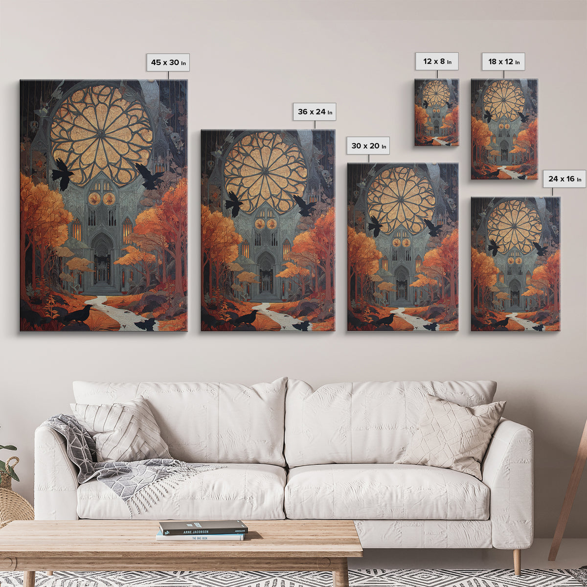 The Spiderweb Cathedral Window - Environmental Panorama, Gothic Home Decor, Vertical Wall Art, Canvas Print, Halloween Home Decor