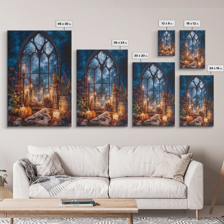 The Spiderweb Cathedral Window - Occult Still Life, Dark Fantasy Wall Art, Vertical Wall Art, Canvas Print, Halloween Home Decor