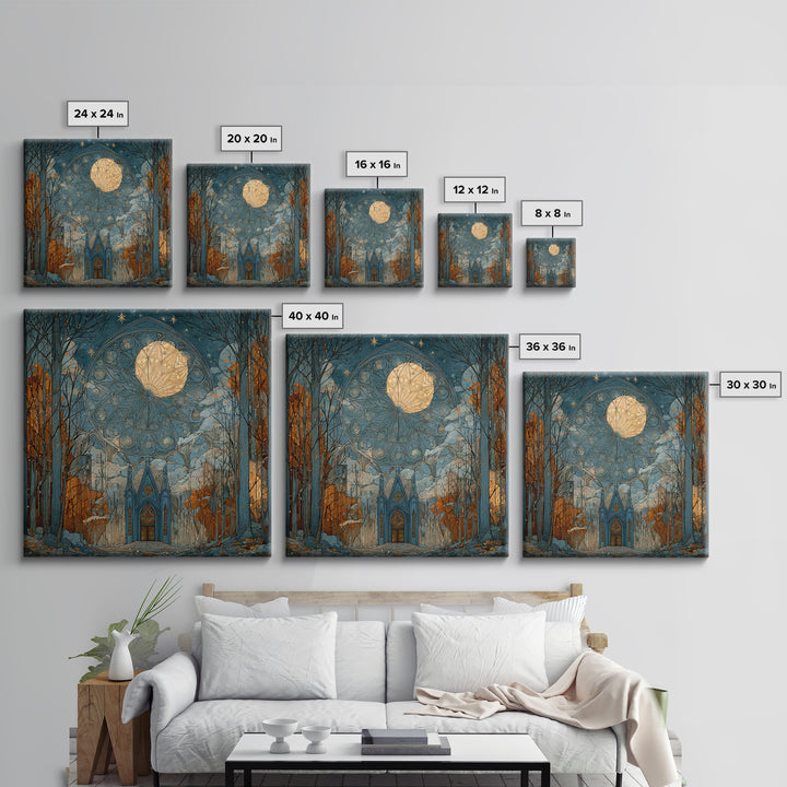 The Spiderweb Cathedral Window - Surreal Celestial Vision, Dark Fantasy Wall Art, Square Wall Art, Canvas Print, Halloween Home Decor