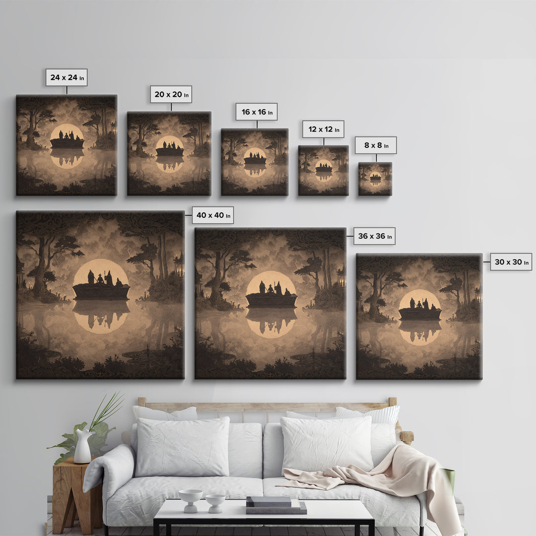 The Floating Coffin Garden - Icon Portrait, Gothic Home Decor, Square Wall Art, Canvas Print, Halloween Home Decor, Gothic Wall Art