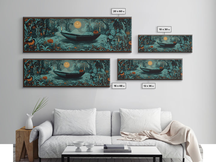 The Floating Coffin Garden - Icon Portrait, Gothic Home Decor, Extra Wide Wall Art, Canvas Print, Halloween Home Decor, Gothic Wall Art