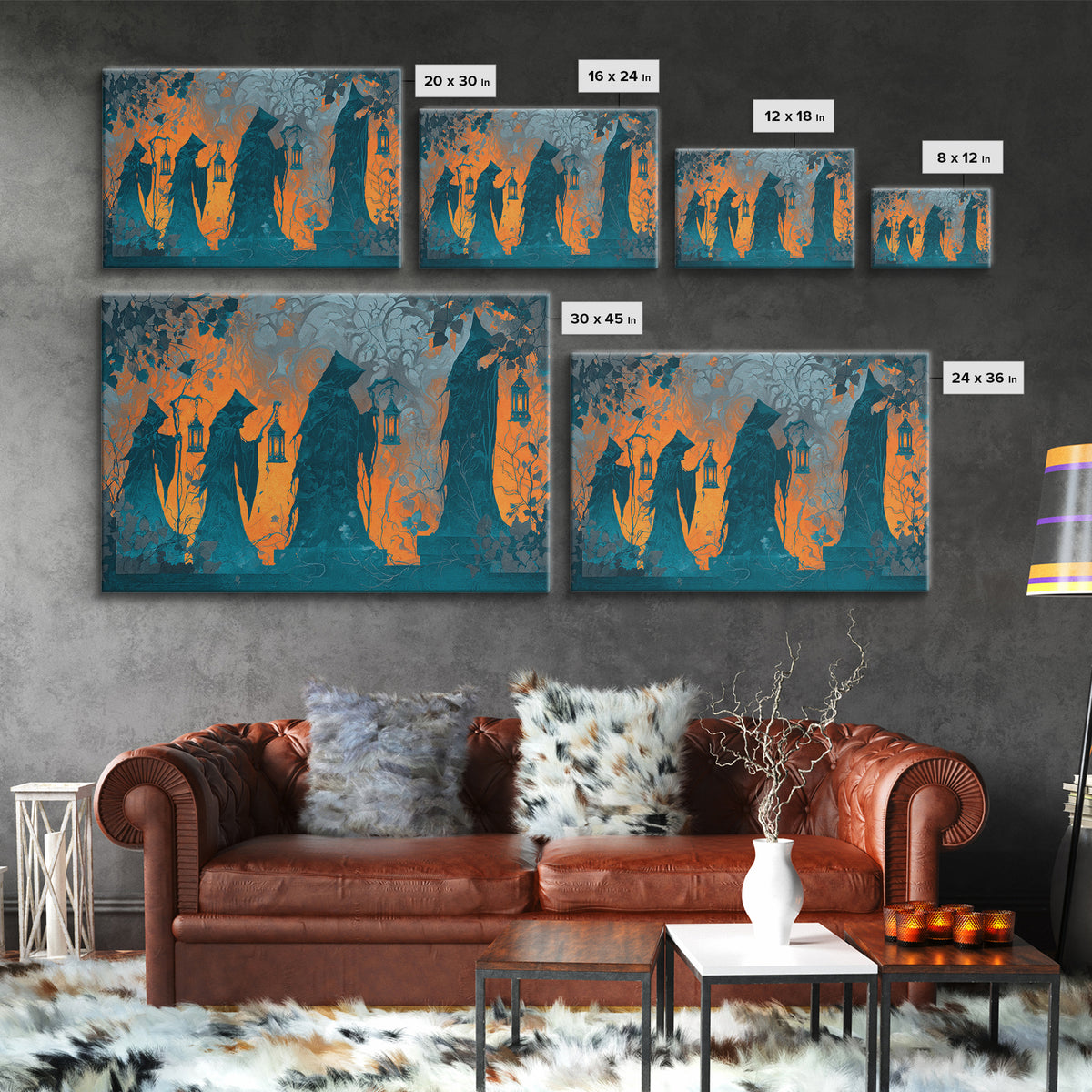The Autumn Reaper Parade - Icon Portrait, Occult Wall Decor, Landscape Wall Art, Canvas Print, Halloween Home Decor, Gothic Wall Art