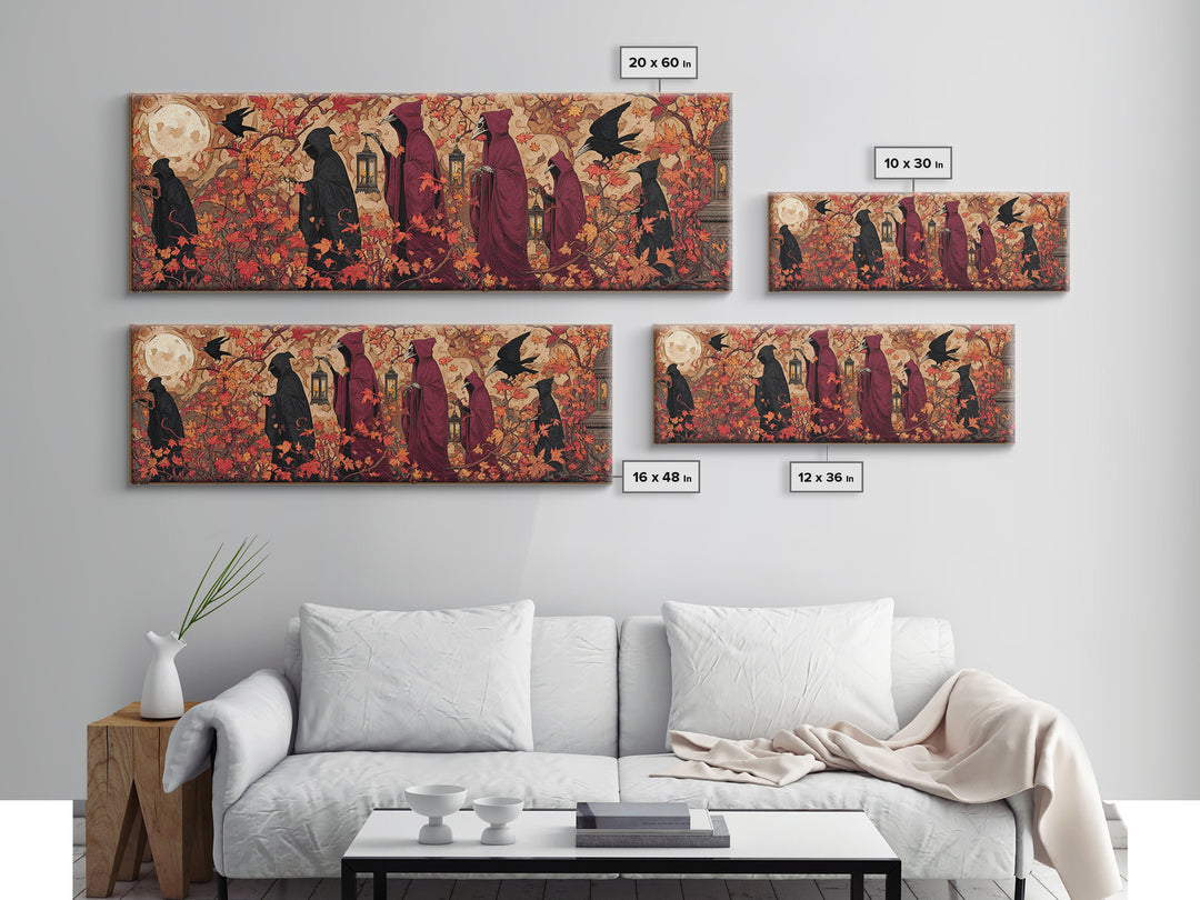 The Autumn Reaper Parade - Icon Portrait, Occult Wall Decor, Extra Wide Wall Art, Canvas Print, Halloween Home Decor, Gothic Wall Art