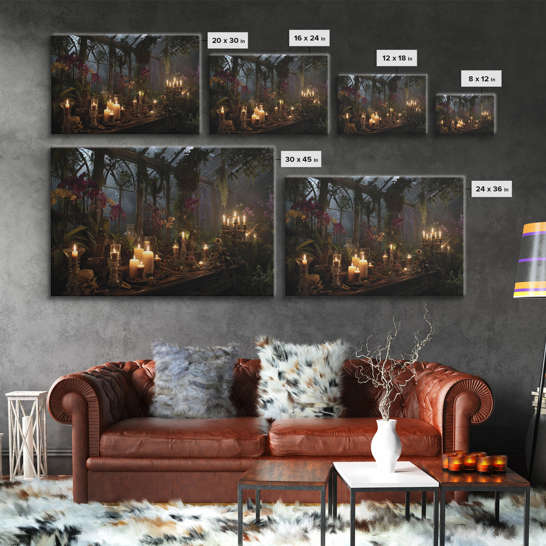The Witch Queen Greenhouse - Occult Still Life, Dark Fantasy Wall Art, Landscape Wall Art, Canvas Print, Halloween Home Decor