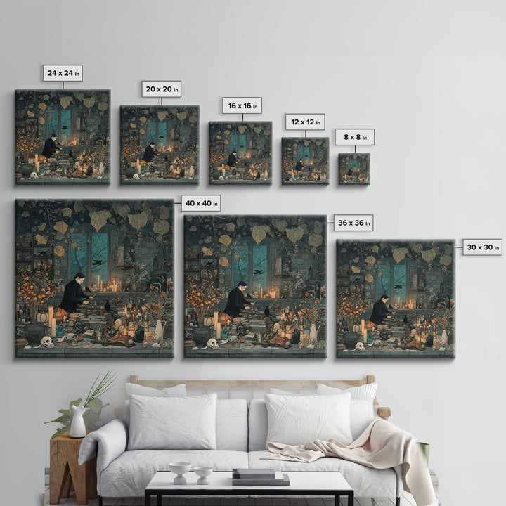 The Witch Queen Greenhouse - Occult Still Life, Gothic Home Decor, Square Wall Art, Canvas Print, Halloween Home Decor, Gothic Wall Art