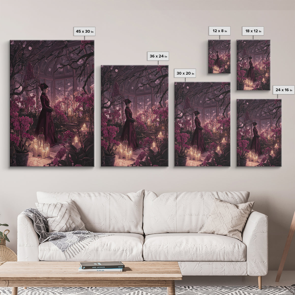 The Witch Queen Greenhouse - Surreal Celestial Vision, Gothic Home Decor, Vertical Wall Art, Canvas Print, Halloween Home Decor
