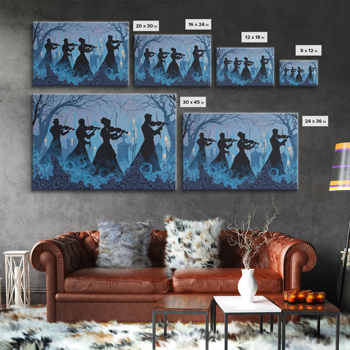 The Ghostly Violin Procession - Icon Portrait, Gothic Home Decor, Landscape Wall Art, Canvas Print, Halloween Home Decor, Gothic Wall Art