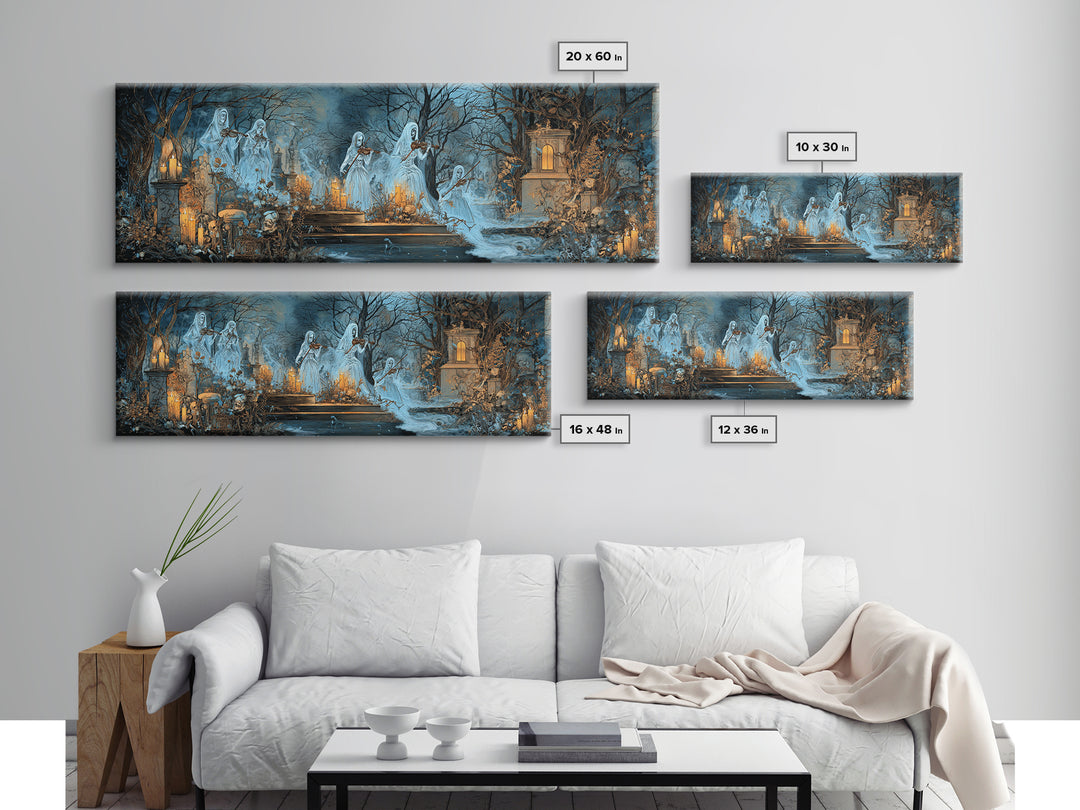 The Ghostly Violin Procession - Occult Still Life, Occult Wall Decor, Extra Wide Wall Art, Canvas Print, Halloween Home Decor
