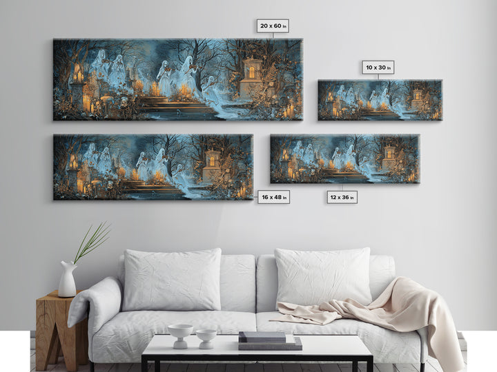 The Ghostly Violin Procession - Occult Still Life, Occult Wall Decor, Extra Wide Wall Art, Canvas Print, Halloween Home Decor