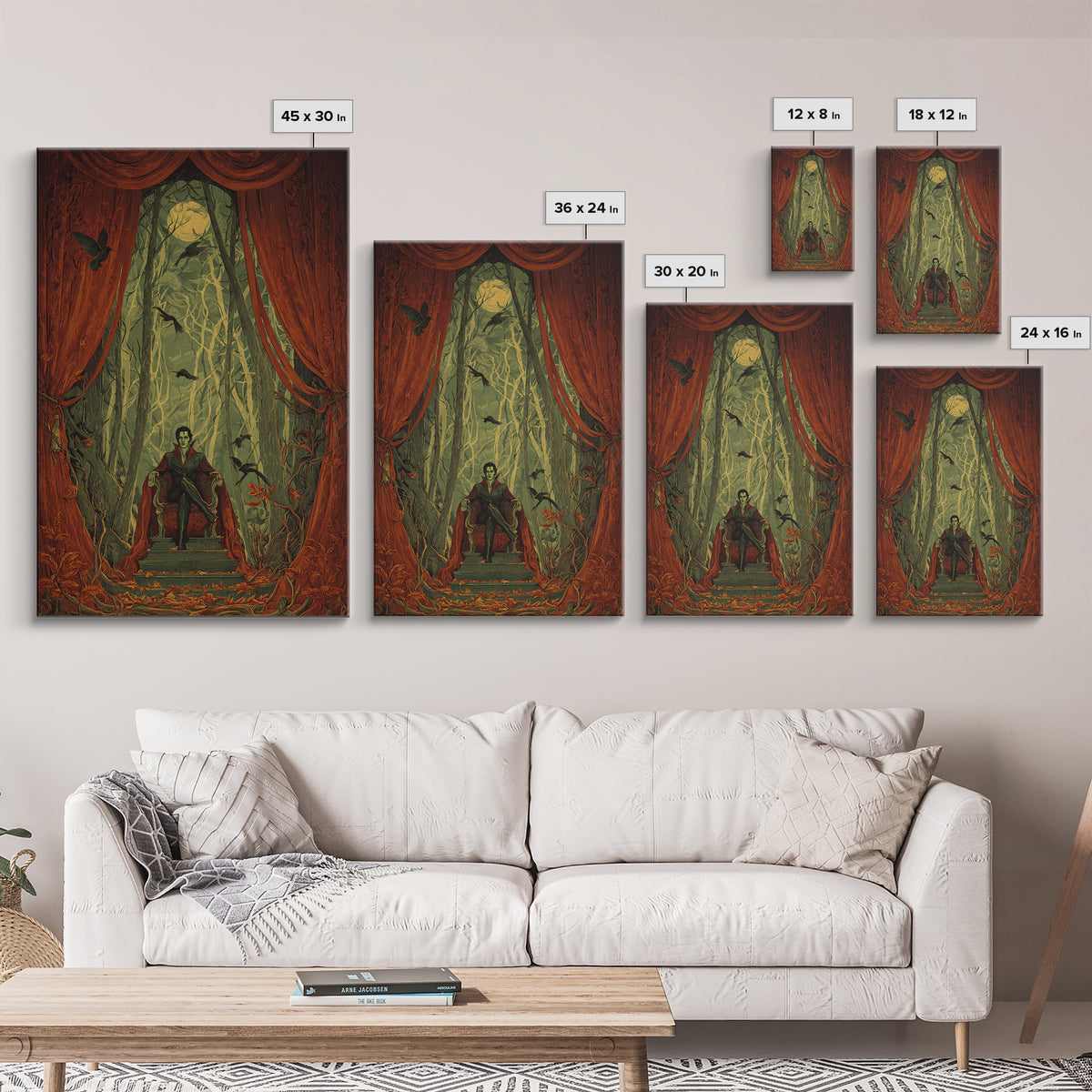The Velvet Vampire Conservatory - Icon Portrait, Macabre Halloween Art, Vertical Wall Art, Framed Canvas Print, Halloween Home Decor