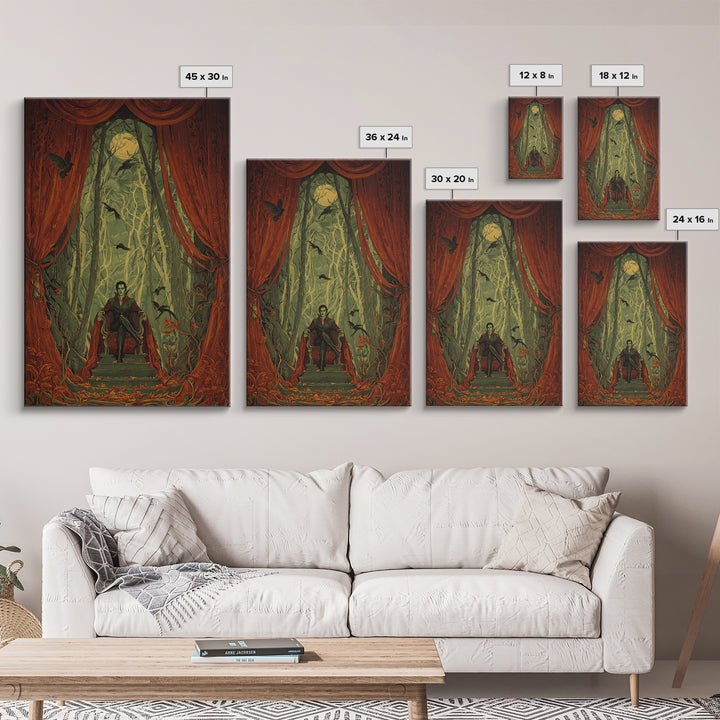 The Velvet Vampire Conservatory - Icon Portrait, Macabre Halloween Art, Vertical Wall Art, Framed Canvas Print, Halloween Home Decor