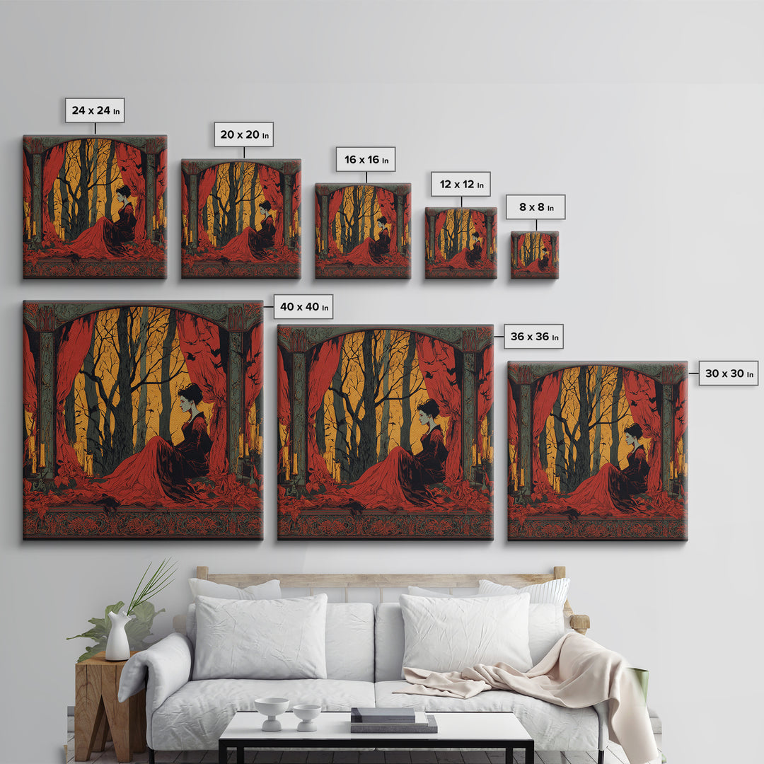 The Velvet Vampire Conservatory - Icon Portrait, Dark Fantasy Wall Art, Square Wall Art, Canvas Print, Halloween Home Decor, Gothic Wall Art