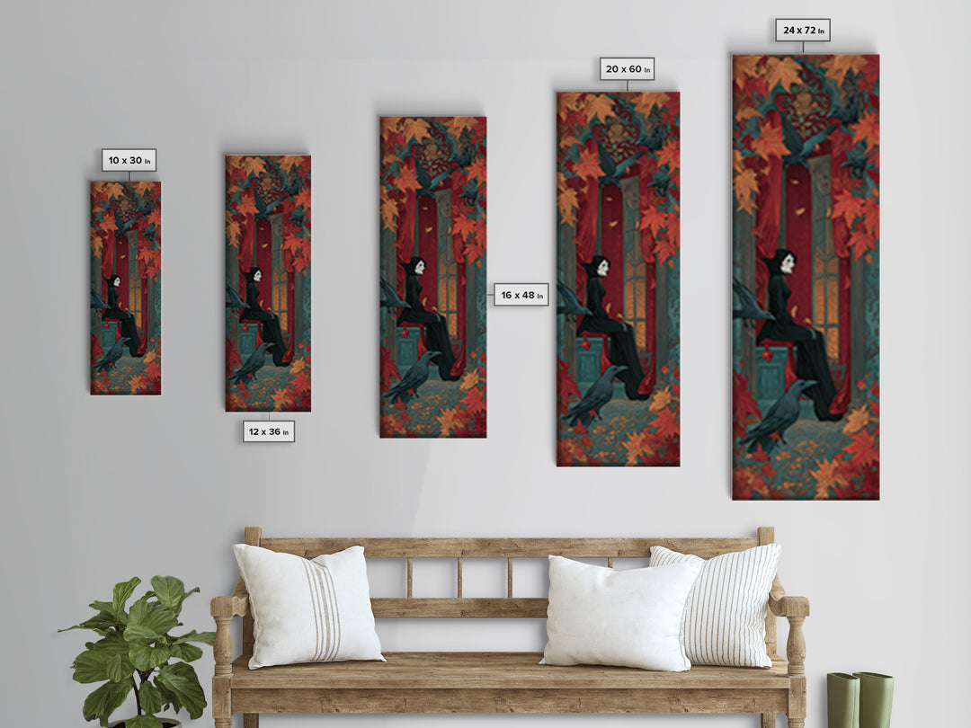 The Velvet Vampire Conservatory - Icon Portrait, Gothic Home Decor, Tall Narrow Wall Art, Canvas Print, Halloween Home Decor