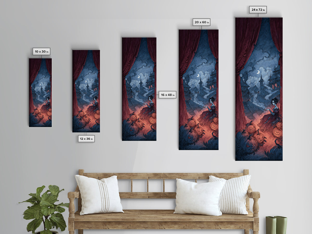 The Velvet Vampire Conservatory - Environmental Panorama, Occult Wall Decor, Tall Narrow Wall Art, Canvas Print, Halloween Home Decor