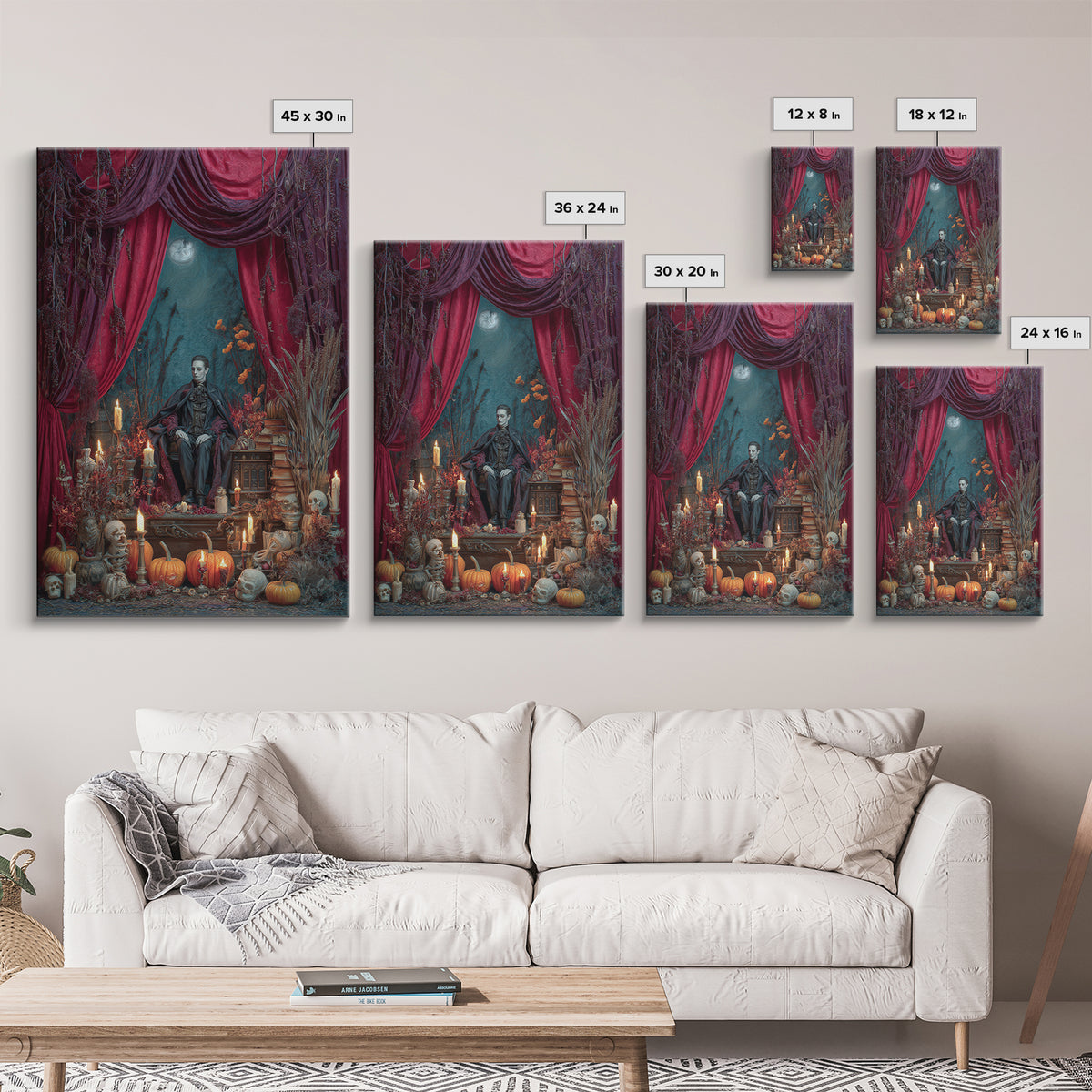 The Velvet Vampire Conservatory - Occult Still Life, Macabre Halloween Art, Vertical Wall Art, Framed Canvas Print, Halloween Home Decor