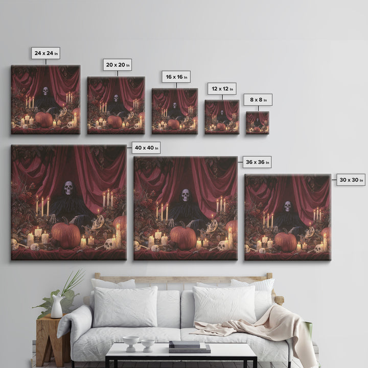 The Velvet Vampire Conservatory - Occult Still Life, Macabre Halloween Art, Square Wall Art, Framed Canvas Print, Halloween Home Decor